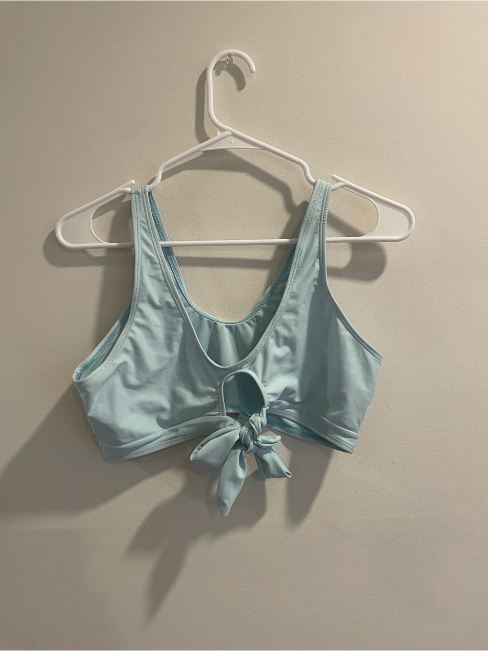 SHEIN Light Blue Tie-Front Bikini Top